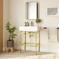 thumbnail image 2 of 24 in. L x 17 in. W Ceramic Rectangular Bathroom Console Sink in White with Golden Legs and Overflow, 2 of 16