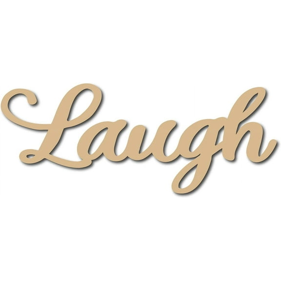 Laugh Wood Sign Letters Cutout Word Sign Wall Decor Rustic Art Laser Cut Unfinished Hanging Decorative