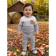 thumbnail image 4 of AceBaby Kids Boys Fall 2Pcs Outfit Sets for 3M-5Y, Contrast Color and Stripes Tops with Pants Toddler Clothes for Casual Daily, 4 of 9