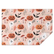 Halloween Cute Icons on Pink Pattern Rectangle Tablecloth 60"x84",Waterproof Polyester Rectangle Table Cloth, Wipeable Spillproof Polyester Tablecloth for Dining, Camping, Indoor and Outdoor