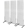 Gridwall Panel Tower with T-Base Floorstanding Display Kit, 3-Pack Black 2'x5'