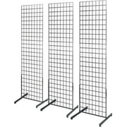 Gridwall Panel Tower with T-Base Floorstanding Display Kit, 3-Pack Black 2'x5'