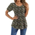 thumbnail image 3 of Fantaslook Blouses for Women Pleated Short Sleeve Tunic Tops Dressy Casual Summer Shirts, 3 of 9