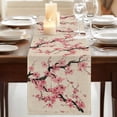 thumbnail image 3 of Spring Flowers Table Runner, Country Pink Peach Blossoms Botanical Floral Washable Cotton Linen Table Runners 48 Inches Long, Dresser Scarf Runner for Nightstand/Coffee/End Tables 13''x48'', 3 of 9