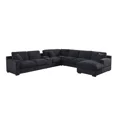 thumbnail image 7 of Modern Living Room 6pc Modular Sectional Set Dark Gray Chenille Couch Right Facing Chaise Cupholders Console Storage, 7 of 7