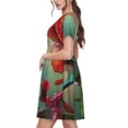 thumbnail image 2 of Balery Hummingbird Floral Paradise Vestidos sueltos de manga corta para mujer, vestidos de verano 2025, vestidos casuales de corte A con vuelo., 2 of 6