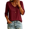 thumbnail image 6 of 3/4 Length Sleeve Womens Tops Versatile Color V Neck 3/4 Sleeve Loose T Shirt Top, 6 of 6