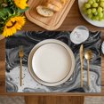 thumbnail image 4 of Black Marble Placemats Set of 6, Vintage Abstract Grey Fluid Aesthetic Placemats for Dining Table, Place Mats for Kitchen Tabletop, Waterproof Wipeable Dining Table Mats Set, 4 of 9