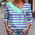 thumbnail image 2 of Kaemgyyd Going out Tops for Women Fashion Asymmetrical Neck Shirt Striped Long Sleeves Casual Color Block Pullover, 2 of 5