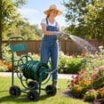 thumbnail image 2 of Zimtown Iron 4-Wheel Garden Hose Cart, Heavy Duty Pipe Truck with Dark, Green, 2 of 11