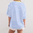 thumbnail image 4 of Conairie Summer T Shirts for Women Casual Stripe Loose Crew Neck Short Sleeve Shirt Fashion Elegant Breathable Blouses Pullover Outfits Blue L, 4 of 6