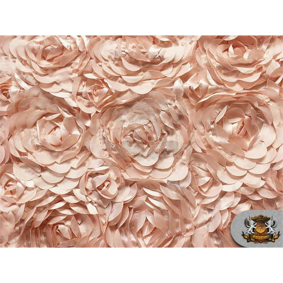 Satin Bridal Petal Rosette Floral Fabric Peach / 52" Wide / Sold by the yard