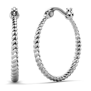Cate & Chloe Matilda 18k White Gold Plated 25mm Hoop Earrings for women, Gift for her