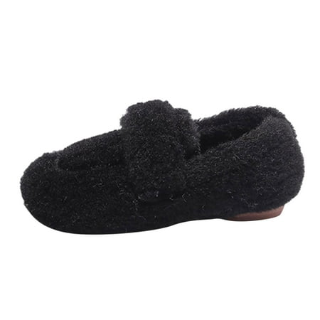 

Zlekejiko Fashionable Winter Children Boots Boys And Girls Cotton Shoes Flat Bottom Plush Warm Slip On Comfortable Non Slip Solid Color