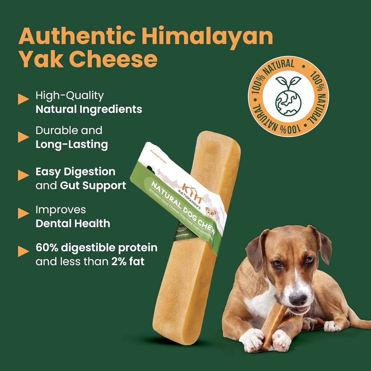 Kathmandu's-Authentic Himalayan Cheese - Natural Dog Chew, 2 XLarge Chews / Pack