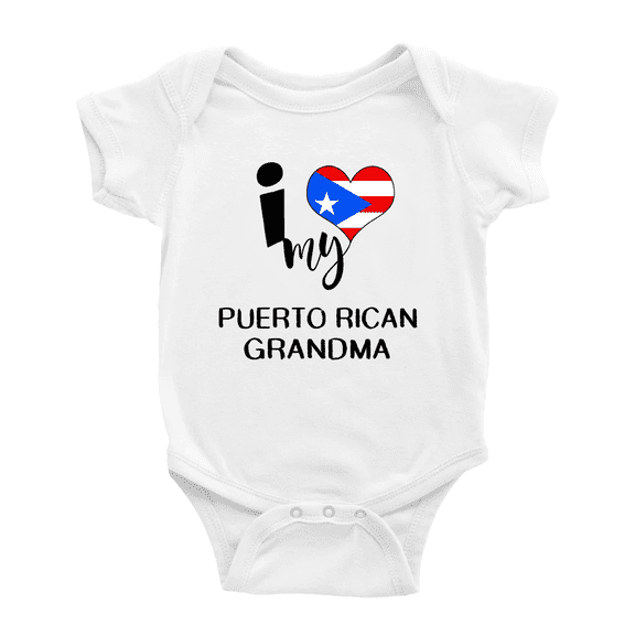 I Heart My Puerto Rican Grandma Puerto Rico Love Flag Baby One-Pieces Baby Bodysuit (White, 18-24 Months)
