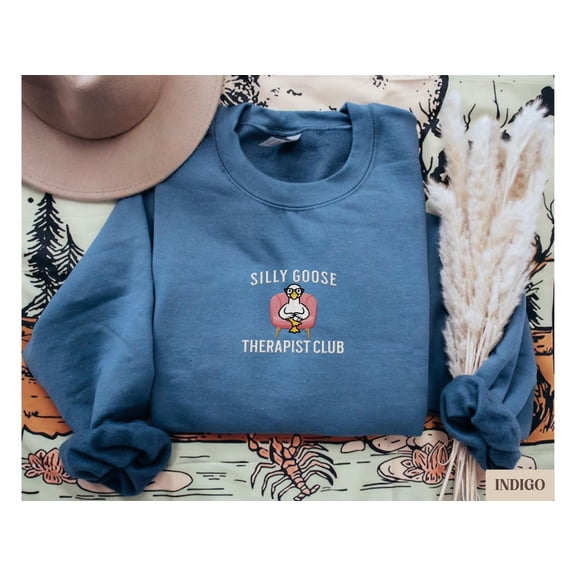 Embroidered Silly Goose Therapist Club Sweatshirt, Funny Therapy Crewneck, Cozy Therapist Sweater, School Counselor Gift, Therapist Gift