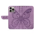 thumbnail image 6 of Dteck Pattern Case for iPhone 15 Pro,Magnetic Leather Butterfly Floral Embossed Flip Case Card Slots Wallet Stand Cover with Wrist Strap for iPhone 15 Pro,Purple, 6 of 7