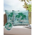 thumbnail image 6 of Pack of 2 Outdoor Pillow Covers, Summer Tropical Palm Tree on Blue Wooden Board Waterproof Square Throw Pillowcase Cushion Decorative Pillow Covers for Couch Patio Tent, 24x24 in, 6 of 6