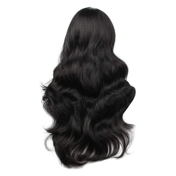 AMERTEER Women‘s Black Curly Head Set Wavy Curly Wig Can Be Straightened and Bent