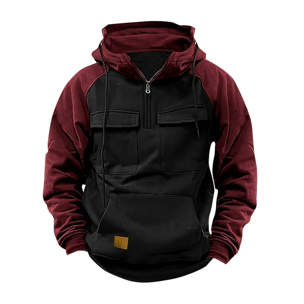 pstuiky camisas de manga larga para hombre, Sudadera con capucha y cremallera de un cuarto para hombre, ideal para entrenamiento, gimnasio, deportes, correr, exteriores, chaquetas de invierno m