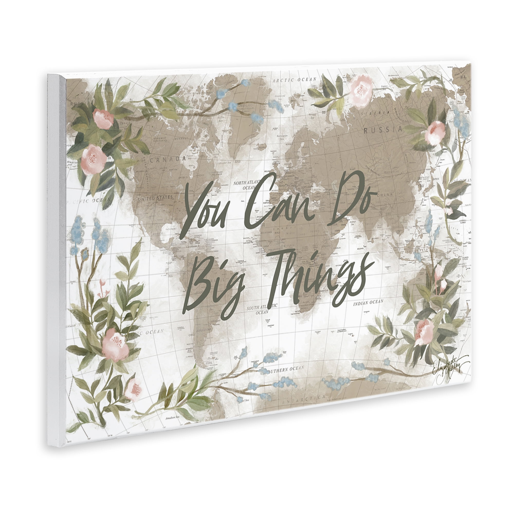 Stupell Industries Inspirational Floral Map Plants & Flowers Painting Unframed Art Print Wall Art, 19 x 13