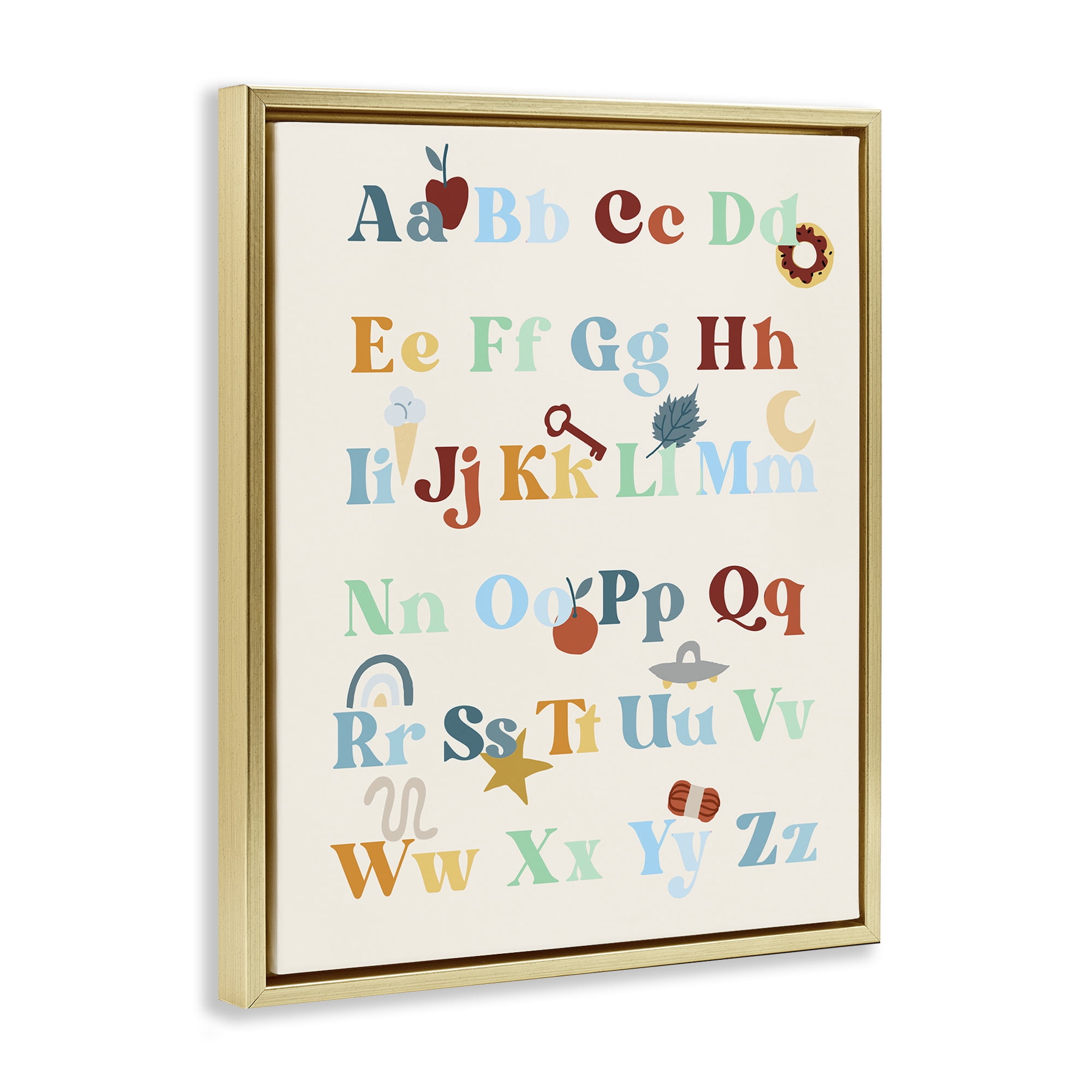 Stupell Industries Boy's Alphabet Chart Novelty Painting Gold Floater Framed Art Print Wall Art, 25 x 31