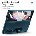 thumbnail image 3 of ELEHOLD for Samsung Galaxy Z Fold 3 Rugged Case, Hard PC＋Soft TPU Screen Protector Invisible Kickstand Hidden Bracket Anti-Scratch Shookproof Folding Case for ZFold 3 2021 7.6 inch, Green, 3 of 6