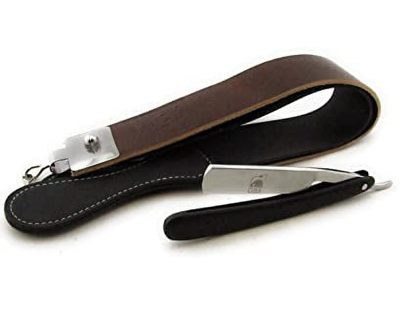 GBS Shave Ready Black Wood Finish Scales Straight Razor - Comes with Shaving Strop and Paste - Vintage Straight Razor, Solid Straight Razor Shaver - Best Gift for Men