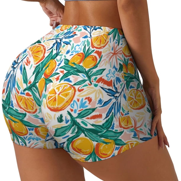 Fotbe Colorful Fruits Shorts Sin Costuras – Shorts Deportivos de Cintura Alta para Mujer, Elásticos para Gimnasio, Yoga, Running o Ciclismo-Small