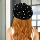 thumbnail image 4 of WORGEOUS Mujer Boina perla Otoño Invierno Cashmere Lujo Trabajo pesado Boina Starry Beaded Pearl Rivet Lana Boina Tamaño libre, 4 of 9