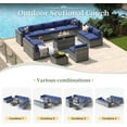 thumbnail image 4 of Aoxun 12 Piece Patio Furniture Set with 44” Fire Pit Table Wicker Rattan Outdoor Sectional Sofa Set with Coffee Table and 4” Thickened Cushions, Blue (Waterproof Cover Included), 4 of 8