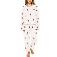 thumbnail image 2 of MVRLSH Pajamas For Women Set Cute Strawberry Print Winter Coral Fleece Pajama Set Thick Warm 2 Piece Flannel Loungewear Cozy White M-Xxl, 2 of 9