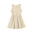 thumbnail image 3 of Abcomgle Summer Dress for Girls Casual A-Line Sleeveless Midi Dress Polka Dot Crew Neck Sundresses Flare Swing Dresses,Beige,9-10Years, 3 of 4