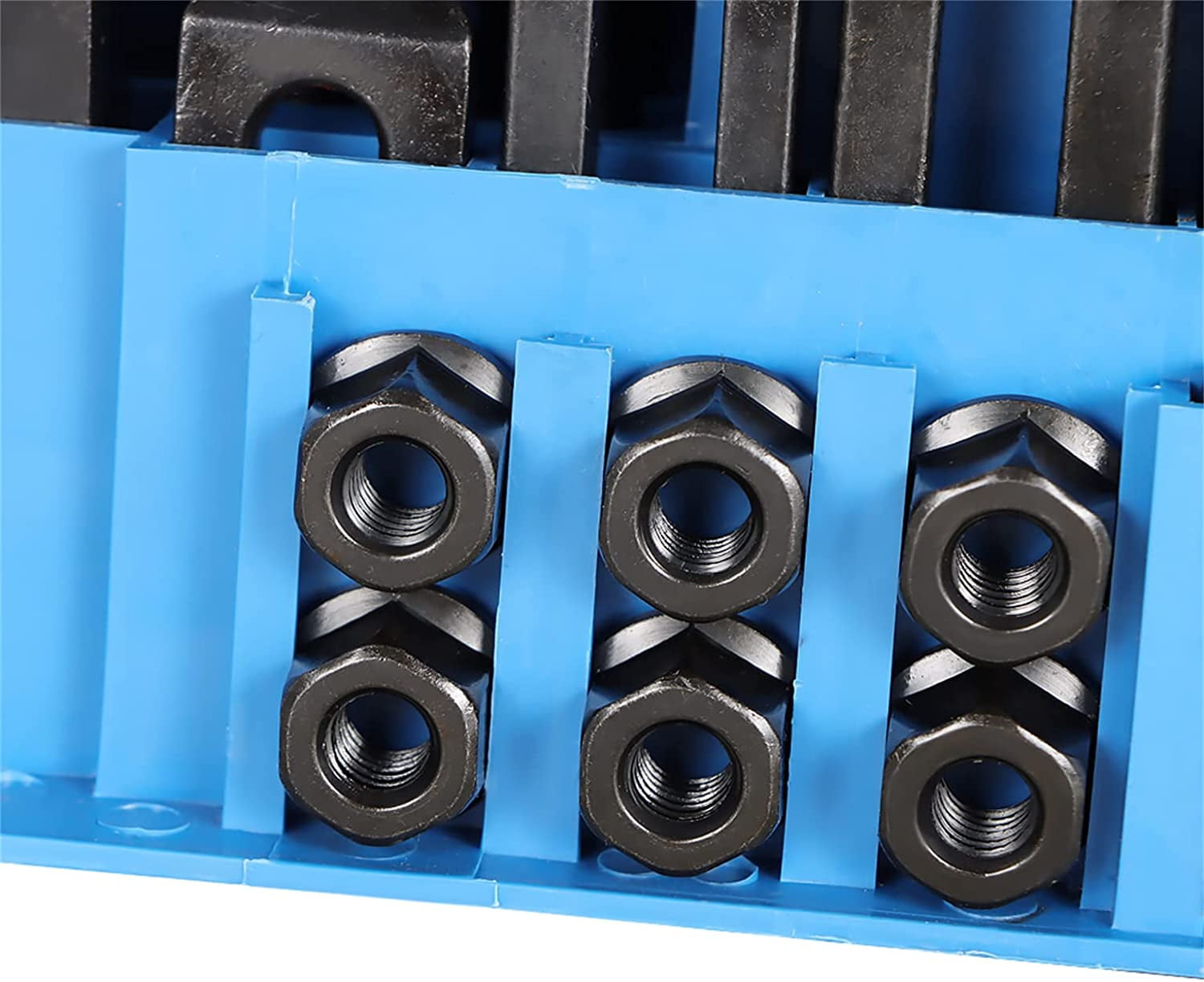 SEBLAFF 58 Pc 1/2 Inch T-Slot Hold Down Clamp Clamping Kit Mill Machinist Set Replacement for Bridgeport Milling Machine with Plastic Storage Box (3/8-16)