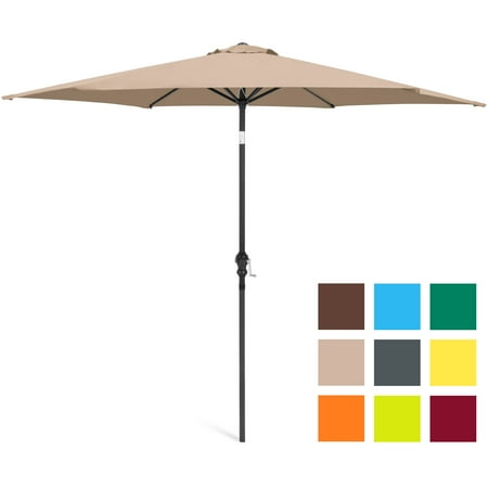 Patioumbrellas Best Choice Products 10-foot Outdoor Table Compatible Steel Polyester Market Patio Umbrella with Crank and Easy Push Button Tilt, Tan ()