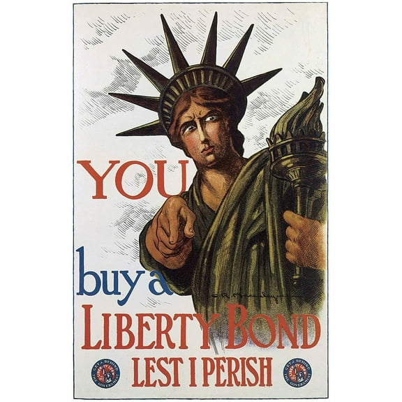 Lady Liberty Buying Bonds - CANVAS OR FINE PRINT WALL ART