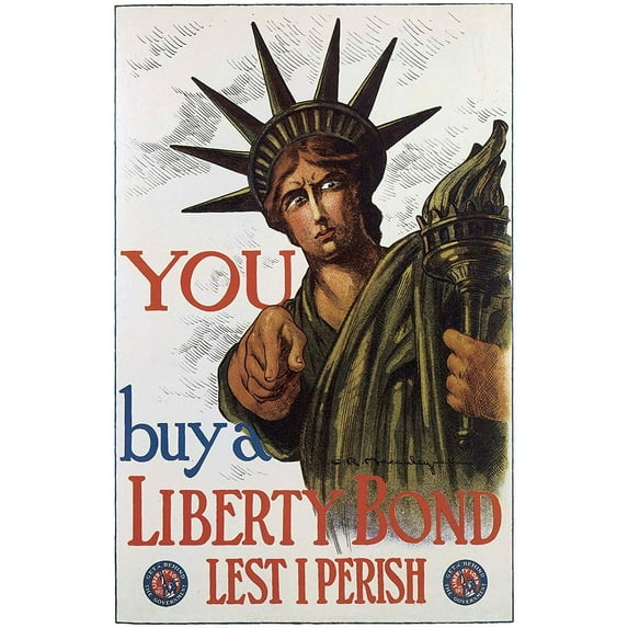 Lady Liberty Buying Bonds - CANVAS OR FINE PRINT WALL ART