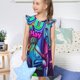 thumbnail image 4 of Fotbe Neon Free Play Vestido de Dormir para Niñas de 3 a 10 Años, Mangas Cortas, Estilo Princesa, Pijama Camisón con Mangas Voladas-XX-Large, 4 of 6