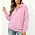 thumbnail image 5 of ThriftyPlait Womens Quarter Zip Sweatshirt Casual Long Sleeve Pullover Loose Fit Coat with Kangaroo Pocket Fall Winter Daily Top, 5 of 7