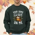 thumbnail image 2 of QHFBli Men's Basic Crewneck Sweatshirt Men's Winter Thanksgiving Printed Solid Color Casual Crew Neck Pullover Hoodless Dark Green S, 2 of 4