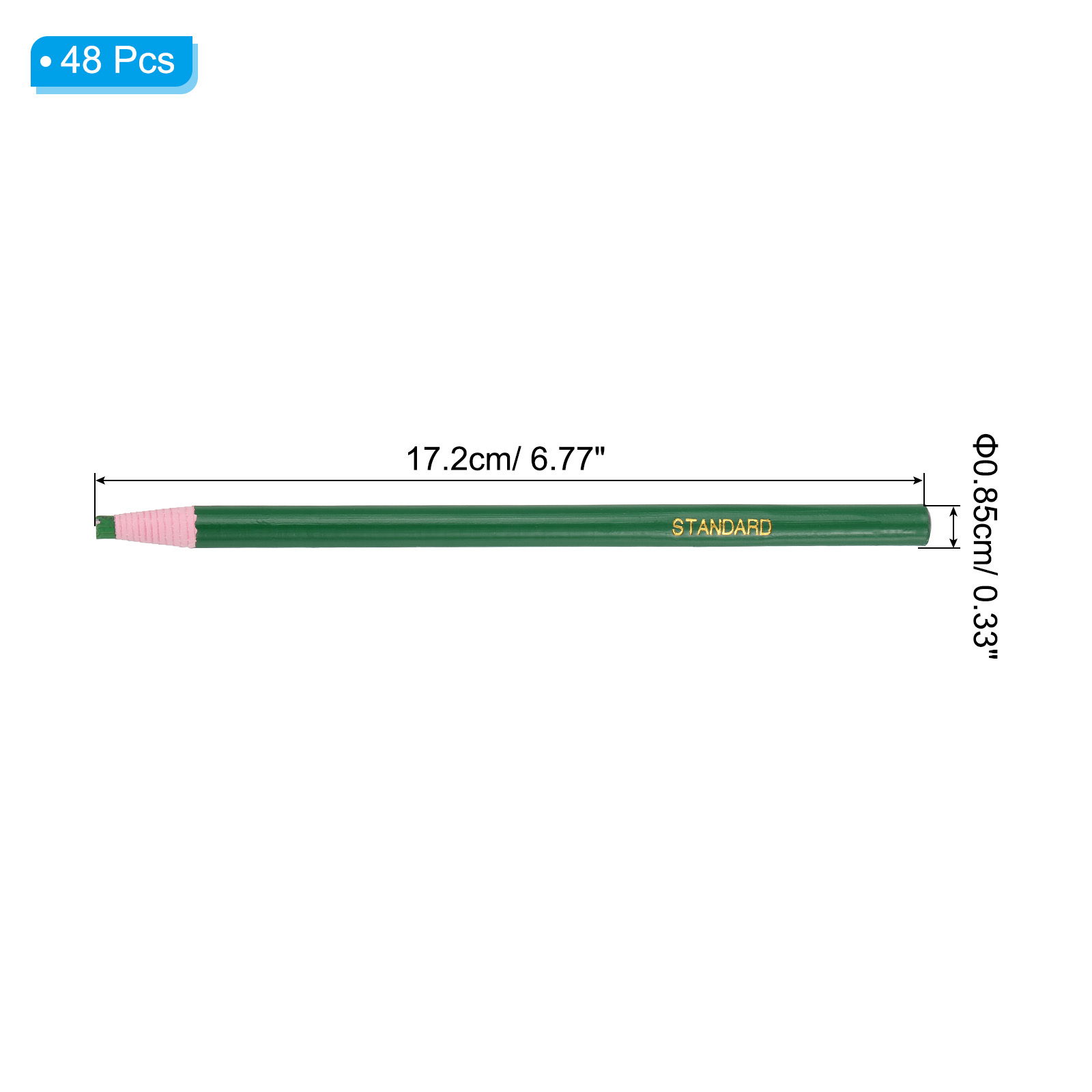 Uxcell Peel-Off China Markers, 48 Pack Grease Wax Pencils Wood for Glass Garments Drawing Film Paper Vinyl Metal, Green