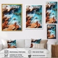 thumbnail image 4 of Designart "Aerial Perspective Rocky Beach in Blue and Orange V" Coastal Canvas Wall Art - Coastal White Coastal Beach Bedroom Canvas Wall Art, 4 of 6