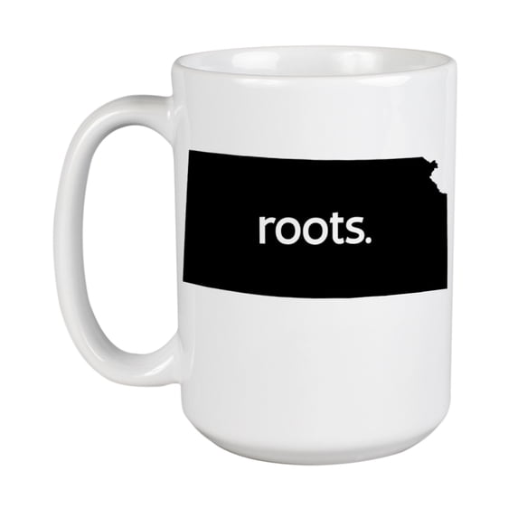 Kansas Roots & KS USA State Map Outline, US Citizen Coffee & Tea Mug Cup (15oz)