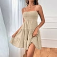 thumbnail image 2 of Laqbezok Spaghetti Strap Summer Dress, Smocked Bodice Tiered Ruffle Mini Sun Dress, Casual Sleeveless Beach Party Dress, Solid Color Flowy Short Dress, 2 of 8