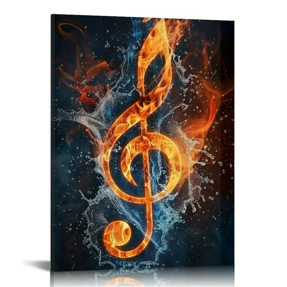 ONETECH  - Music Canvas Painting Instrument Series Picture Prints Electric Guitar,Music Note,Saxophone and Turntable Wall Art (Music Wall Art) 12x16 in