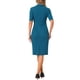 thumbnail image 3 of Vestido ajustado de mujer Inspire Chic con escote en V y mangas cortas, vestido midi bodycon para el trabajo, azul lago XS, 3 of 6