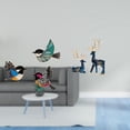 thumbnail image 2 of Juego de arte de pared de madera con pájaros y renos, estatuas de pájaros voladores y ciervos, adornos para jardín, estudio, habitación, oficina., 2 of 8