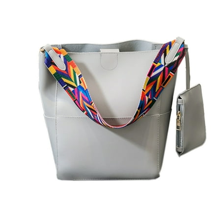 

Vegan Leather Bucket Bag With Detachable Mini Pouch & Adjustable Shoulder Straps