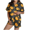 thumbnail image 2 of Kilaqueen Spooky Plus Size Pajamas for Women Set Casual Soft Comfy Fall Pajamas Halloween Pajamas Button Down Shirts with Bottoms 2 Piece Pjs Sets, 2 of 6